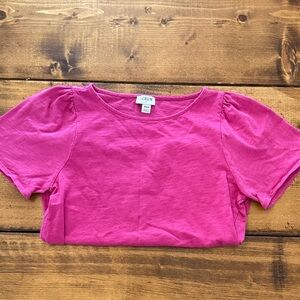 J. Crew Fuchsia Puff Sleeve Tee